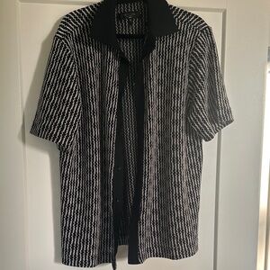 rag & bone Black and White Short-Sleeve Button-Down Shirt